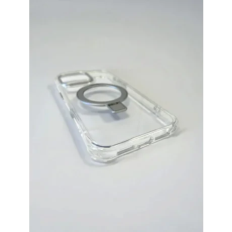 Husa Spate cu Inel Stand Magsafe pentru iPhone 16 Pro Max Transparent/Negru