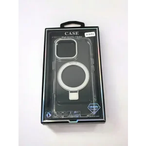 Husa Spate cu Inel Stand Magsafe pentru iPhone 16 Pro Transparent/Negru