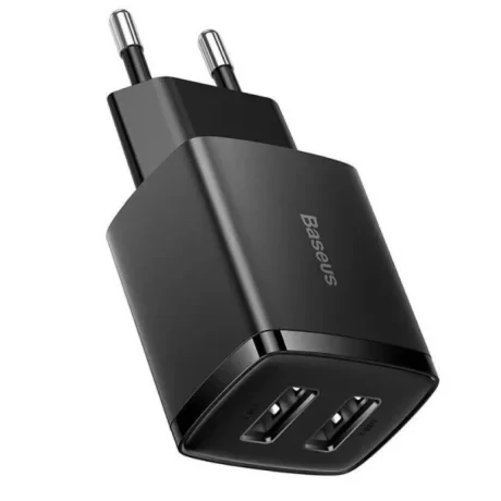 Incarcator Retea Baseus Compact 10.5W 2 x USB 5V/2.1A Negru