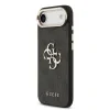 Husa Spate Guess Leather 4G Metal Logo Gold Frame pentru iPhone 17 Air Negru