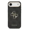 Husa Spate Guess Leather 4G Metal Logo Gold Frame pentru iPhone 17 Air Negru