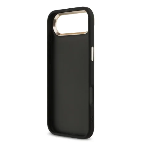 Husa Spate Guess Leather 4G Metal Logo Gold Frame pentru iPhone 17 Air Negru