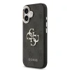 Husa Spate Guess Leather 4G Metal Logo Gold Frame pentru iPhone 17  Negru