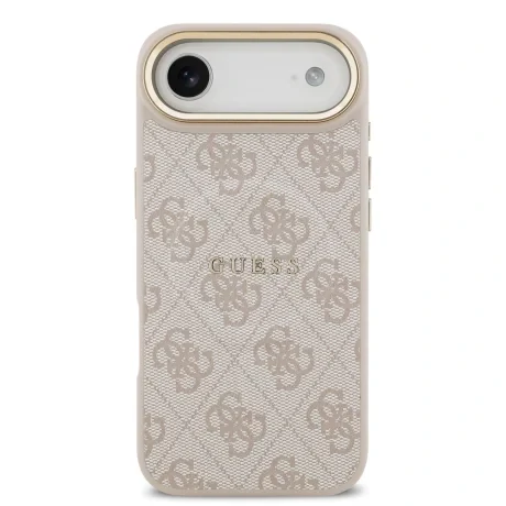 Husa Spate Guess PU Leather 4G Gold Frame MagSafe pentru iPhone 17 Air  Roz