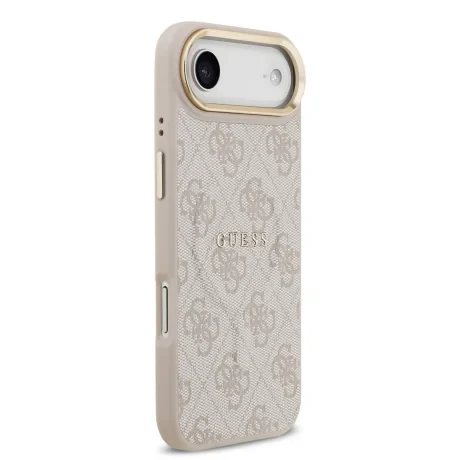 Husa Spate Guess PU Leather 4G Gold Frame MagSafe pentru iPhone 17 Air  Roz