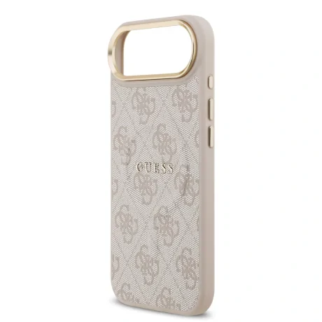 Husa Spate Guess PU Leather 4G Gold Frame MagSafe pentru iPhone 17 Air  Roz