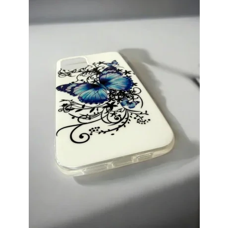 Husa Cover Silicon Fashion Fluture pentru iPhone 12 Pro Max Bulk Albastru