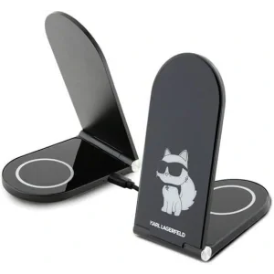 Incarcator Wireless de Birou Karl Lagerfeld 2in1 Choupette NFT 15W Negru