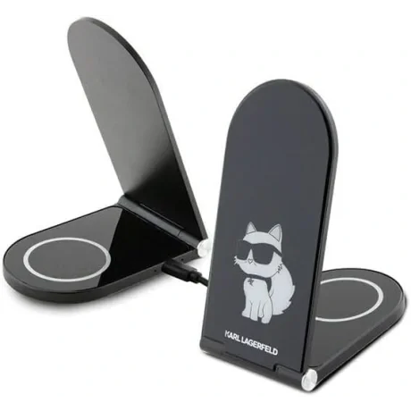 Incarcator Wireless de Birou Karl Lagerfeld 2in1 Choupette NFT 15W Negru