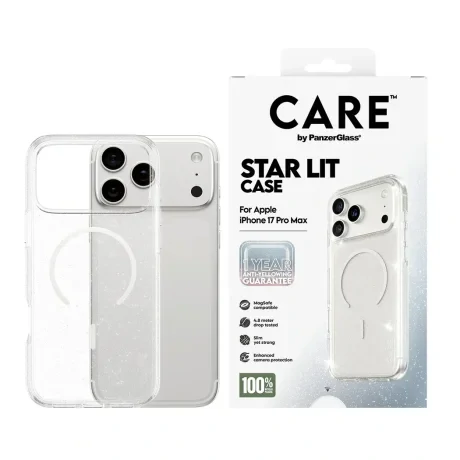 Husa Spate PanzerGlass MagSafe pentru iPhone 17 Pro Max  CR54426 Glitter-Transparent