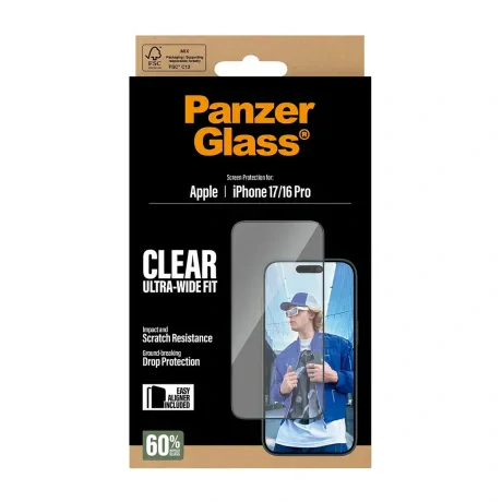 Folie Sticla PanzerGlass pentru iPhone 16 Pro/17 PG30687 Negru