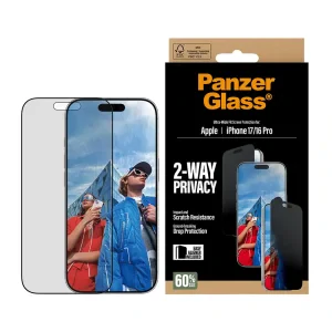 Folie Sticla Privacy PanzerGlass UWF pentru iPhone 16 Pro/17 PG93414 Negru