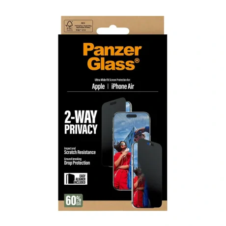 Folie Sticla Privacy PanzerGlass UWF pentru iPhone 17 Air PG74944 Negru