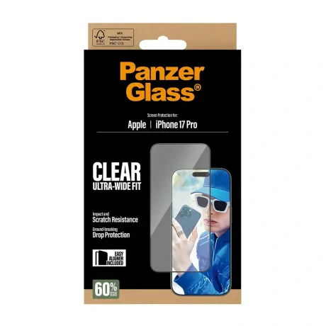 Folie Sticla PanzerGlass UWF pentru iPhone 17 Pro PG99748 Negru