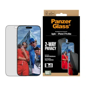 Folie Sticla Privacy PanzerGlass UWF pentru iPhone 16 Pro Max/17 Pro Max PG75492 Negru
