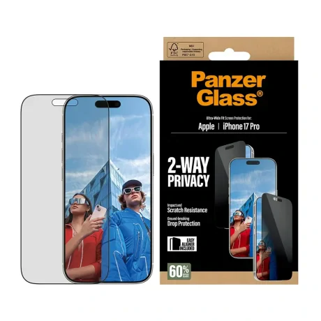 Folie Sticla Privacy PanzerGlass UWF pentru iPhone 17 Pro PG25586 Negru