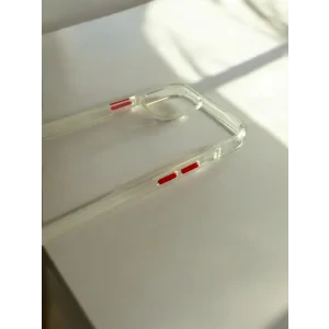 Husa Cover Silicon Slim pentru iPhone 12 Pro Max Transparent Buton Rosu