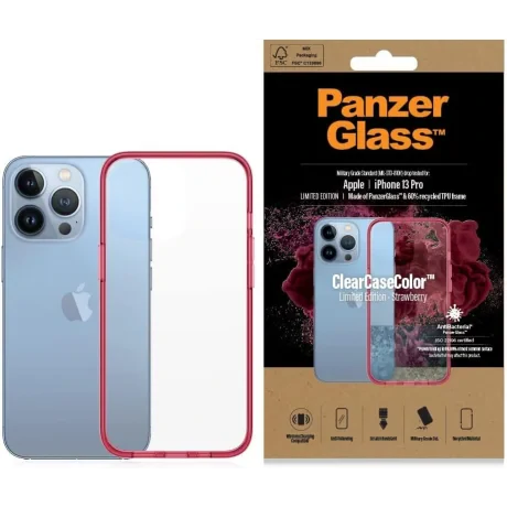 PanzerGlass Protective Case for Apple iPhone 13 Pro, Transparency / Strawberry Frame