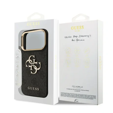 Husa Spate Guess PU Leather 4G Gold Frame MagSafe pentru iPhone 17 Pro GUHCP17L4GMGCGR Negru