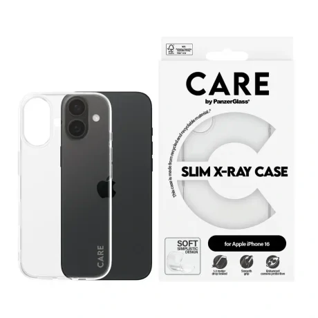 Husa Spate Panzer Glass Care Silicon Slim pentru iPhone 16 1441 Transparent