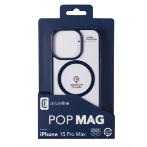 Husa Cover Cellularline Pop MagSafe pentru iPhone 15 Pro Max  Albastru