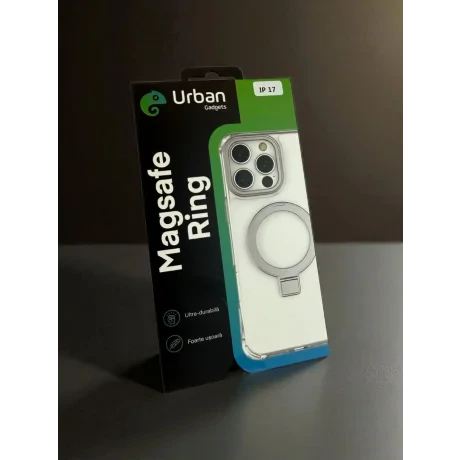 Husa Spate Urban Gadgets Inel Stand Magsafe pentru iPhone 17 Transparent