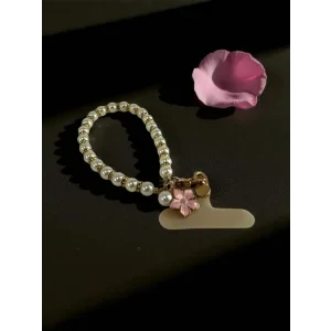 Snur Bratara Cristal pentru Telefon Negru/Alb