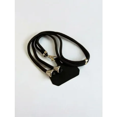 Snur Lant Textil  pentru Telefon Negru
