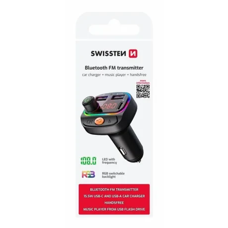 Transmitator FM Wireless RGB Swissten Negru