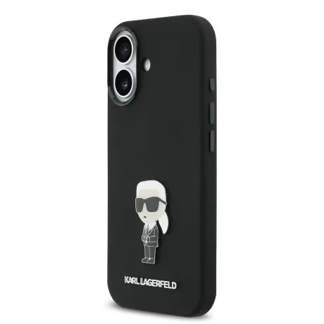 Husa Spate Karl Lagerfeld Liquid Silicone Metal Ikonik pentru iPhone 17 KLHCP17SSMHKNPK Negru