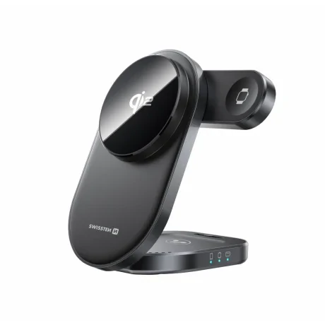Incarcator Wireless Swissten 3in1 Foldable Qi2 MagBase Negru