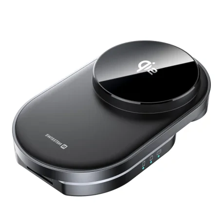Incarcator Wireless Swissten 3in1 Foldable Qi2 MagBase Negru