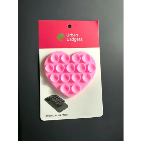 Suport Universal cu Adeziv Ventuza pentru Telefon Inima Roz