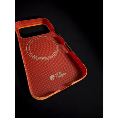 Husa Spate Hard Urban Gadgets MagForce Aramid pentru iPhone 17 Pro Portocaliu
