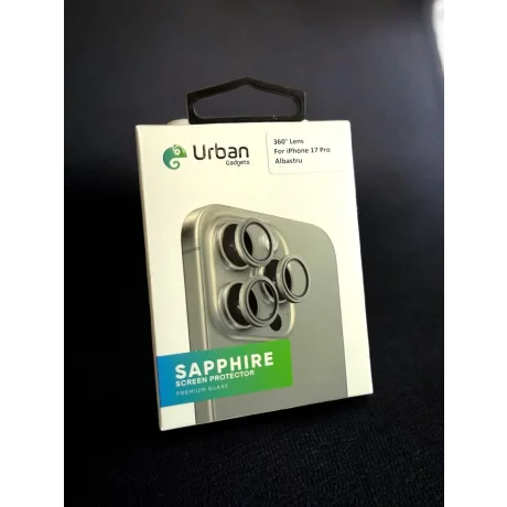 Protectie Camera Metal/Sticla 360° Urban Gadgets pentru iPhone 17 Pro Albastru