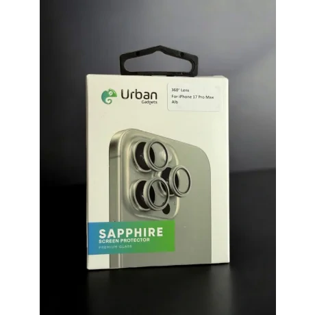 Protectie Camera Metal/Sticla 360° Urban Gadgets pentru iPhone 17 Pro Max Alb