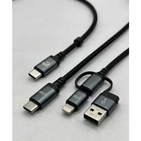 Cablu Date Urban Gadgets 4in1 100W Textil 1.2m Negru