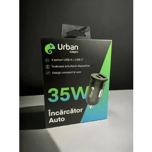 Incarcator Auto Urban Gadgets F715 USB-A + USB-C 35W Negru