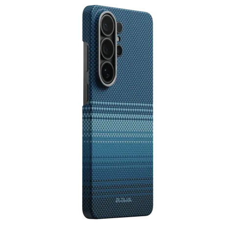 Husa Spate Pitaka Hard Aramid MagEZ Tactile Woven pentru Samsung Galaxy S26 Ultra KS2602U Albastru