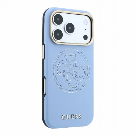 Husa Spate Guess PU Semi Wrap Perforated MagSafe pentru iPhone 17 Pro Max/18 Pro Max  Blue