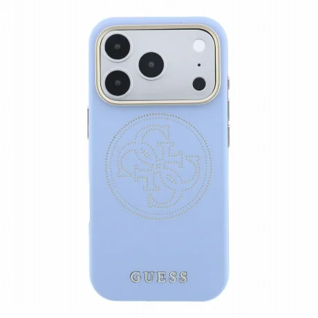 Husa Spate Guess PU Semi Wrap Perforated MagSafe pentru iPhone 17 Pro Max/18 Pro Max  Blue