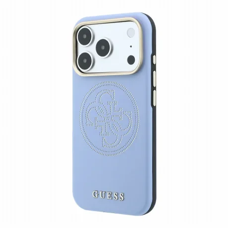 Husa Spate Guess PU Semi Wrap Perforated MagSafe pentru iPhone 17 Pro Max/18 Pro Max  Blue