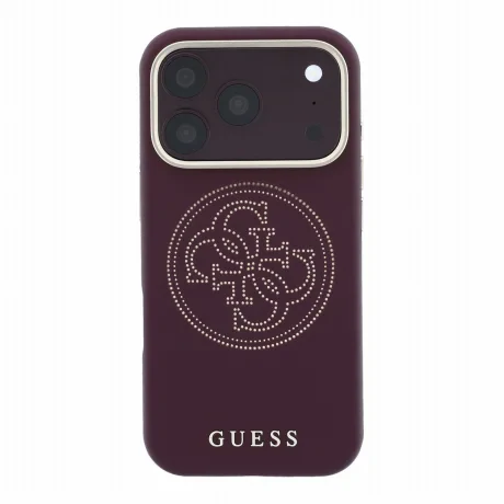 Husa Spate Guess PU Semi Wrap Perforated MagSafe pentru iPhone 17 Pro Max/18 Pro Max Burgundy