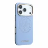 Husa Spate Guess PU Semi Wrap Perforated MagSafe pentru iPhone 17 Pro/18 Pro  Blue