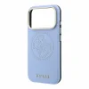 Husa Spate Guess PU Semi Wrap Perforated MagSafe pentru iPhone 17 Pro/18 Pro  Blue