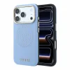 Husa Spate Guess PU Semi Wrap Perforated MagSafe pentru iPhone 17 Pro/18 Pro  Blue