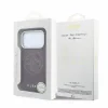 Husa Spate Guess PU Semi Wrap Perforated MagSafe pentru iPhone 17 Pro/18 Pro Burgundy