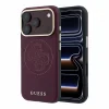 Husa Spate Guess PU Semi Wrap Perforated MagSafe pentru iPhone 17 Pro/18 Pro Burgundy