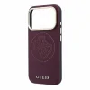 Husa Spate Guess PU Semi Wrap Perforated MagSafe pentru iPhone 17 Pro/18 Pro Burgundy