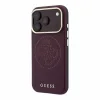 Husa Spate Guess PU Semi Wrap Perforated MagSafe pentru iPhone 17 Pro/18 Pro Burgundy